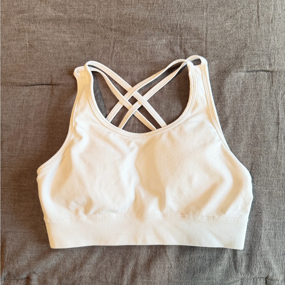 Alphalete Women's White Crisscross Back Sports Bra - size S